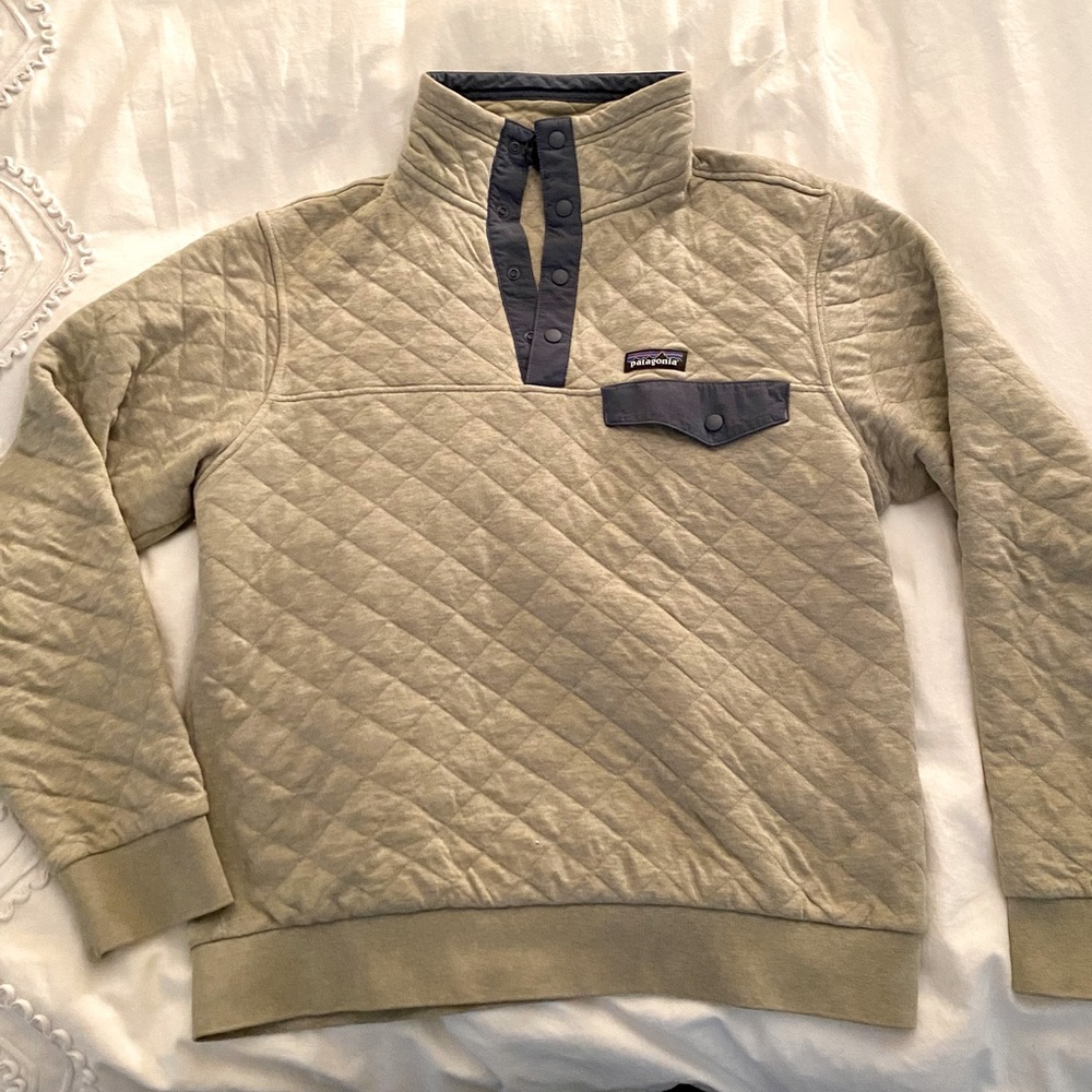 Patagonia Mens Quilt T Snap Pullover Sweater Gray S